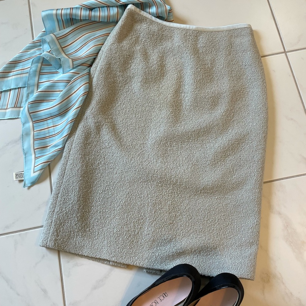 Linda Allard Ellen Tracy Midi Wool Skirt - Gray/Silver - Size 2